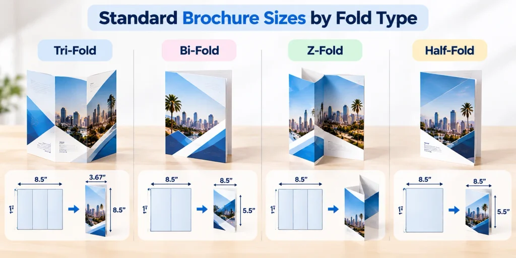 Standard Brochure Sizes by Fold Type