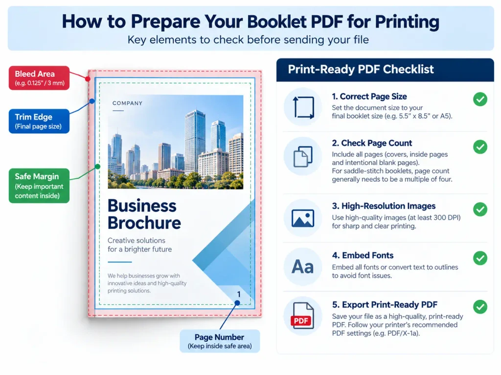 Booklet PDF print preparation checklist