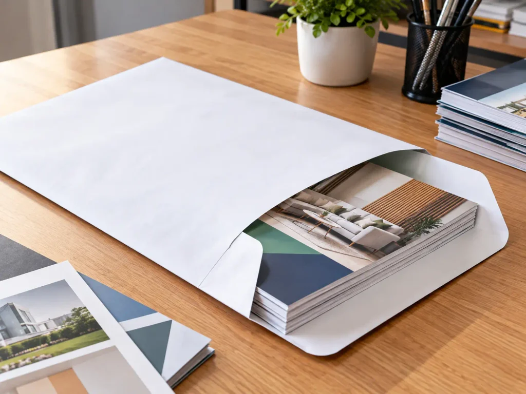 Catalog envelope with printed catalog