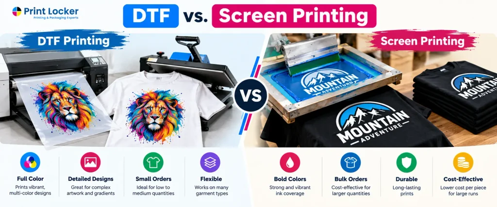 DTF vs screen printing comparison