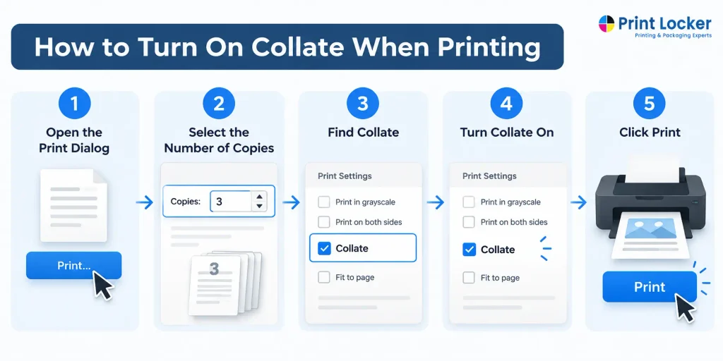How to turn on collate when printing